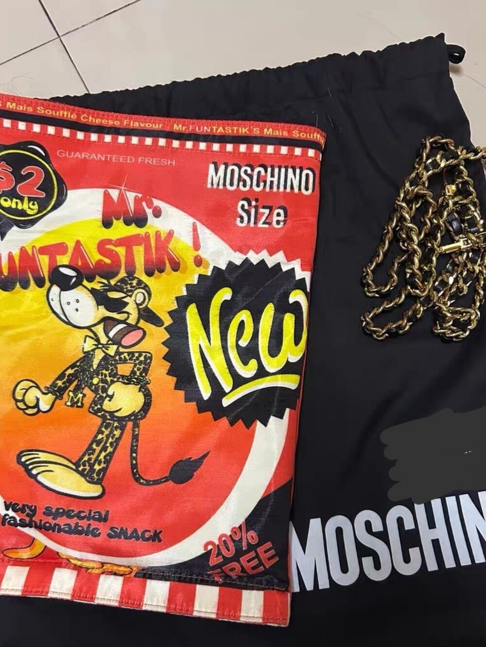 Moschino "Mr. Funtastik" Snack Pack Chain Crossbody Bag
